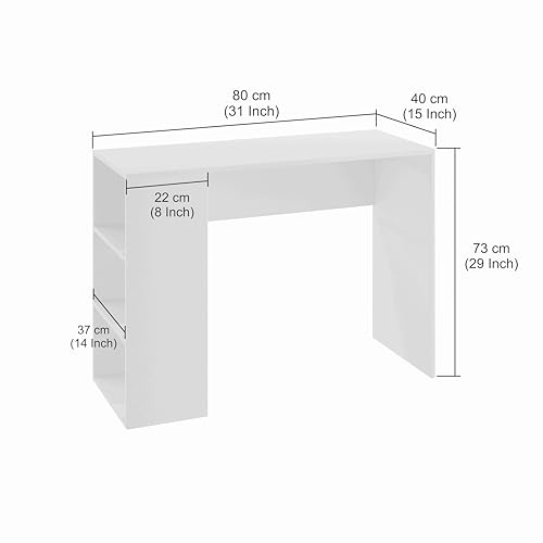 Image of FURNEASER Lexus Wooden Study Table with Side Storage Shelves, Modern Computer Desk for Home & Office (ST-LX80-L)