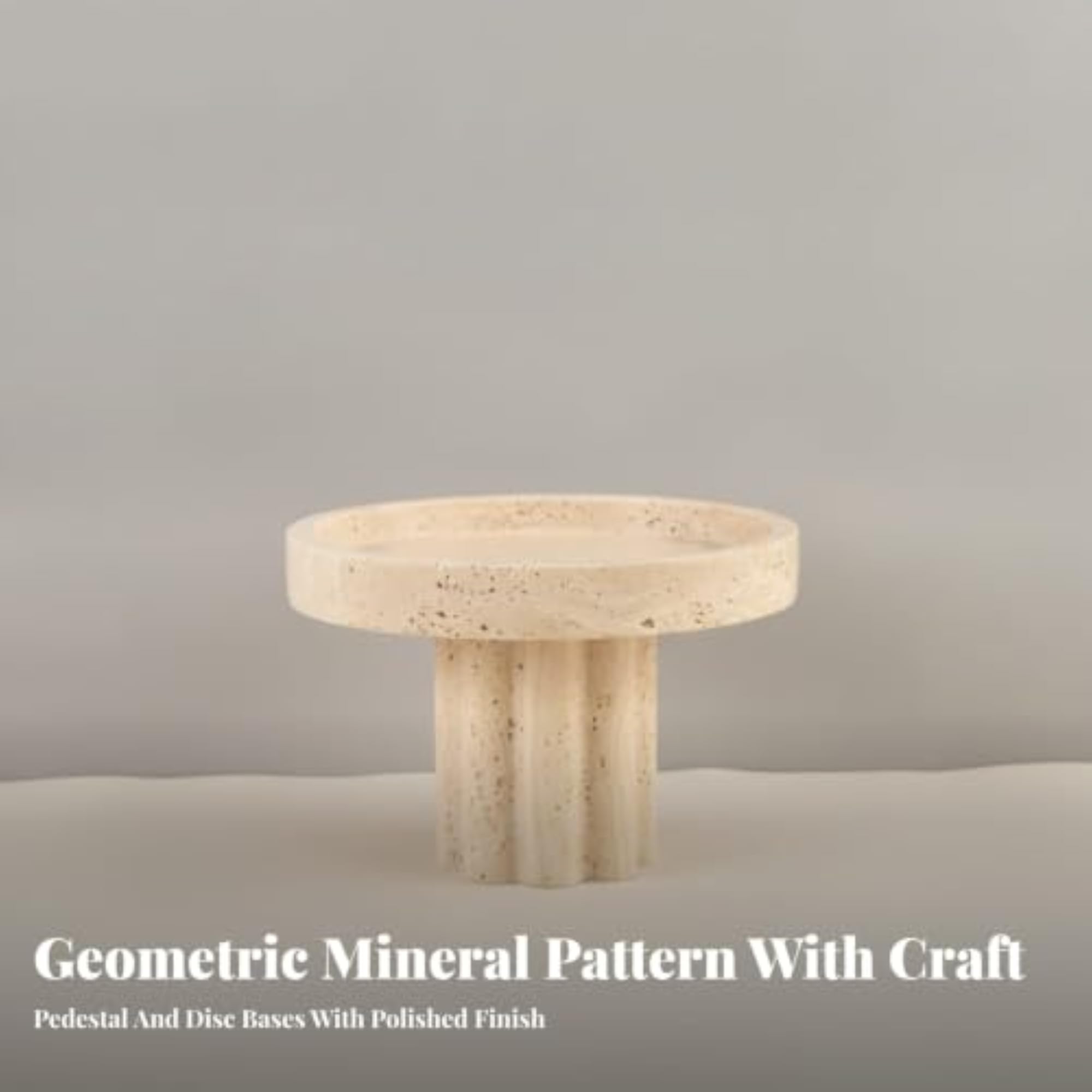 Textured Beige Stone Tray with Raised Rim, Neutral Decor