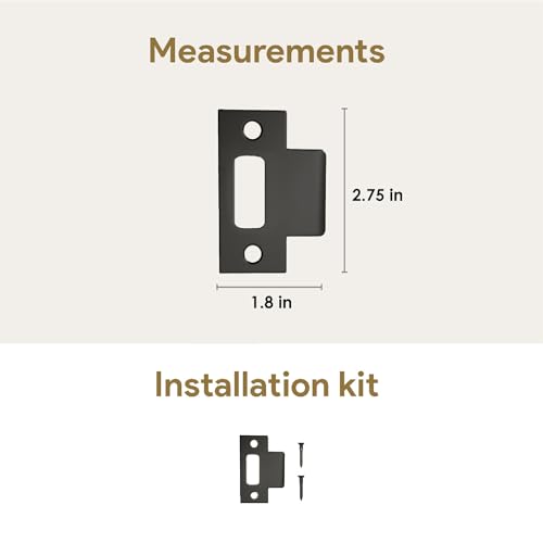 Image of Mega Handles T-Strike Door Plate - Durable Door Strike Plate, Black Strike Plates for Interior Doors