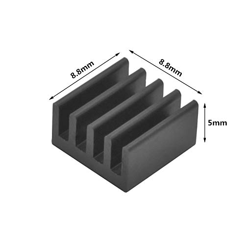 30pcs Aluminum Heatsink 8.8x8.8x5mm / 0.35x.035x0.2 inches with Thermal Conductive Adhesive Tape for Raspberry pi Electronic Chip MOS IC Diode Triode Cooling Heat Dissipation