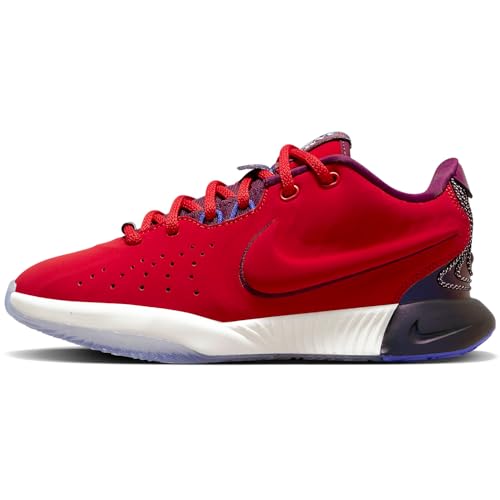 NIKE Lebron XXI SE Movie Night Big Kids' Basketball Shoes (FN4305-600, University Red/Bordeaux/Blue Joy/Ivory) Size 5