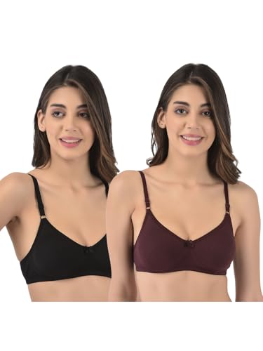Image of Softline Women's Cotton Rich Wire-Free Non-Padded Round-Neck Bra Combo | Seamless & Breathable Fabric for All-Day Comfort | Smooth Fit & Everyday Support (Pack of 2)