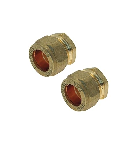 2 x 15mm Stop End Brass Compression Fittings WRAS Approved