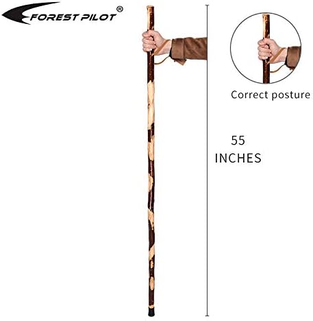 Miniatura 3 de Bastón de senderismo hecho a mano de madera natural, 55 pulgadas de largo, con correa de mano y cubierta de punta de goma, revestimiento de pintura