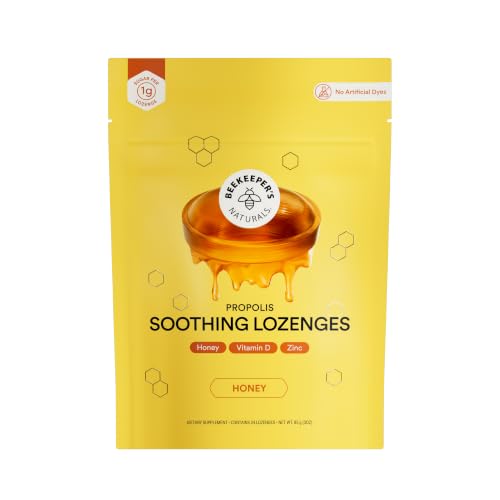 Image of Beekeeper's Naturals Throat Soothing Honey Cough Drops, Zinc + Vit D, 24 Ct | Immune Support with Vitamin D, Zinc and Propolis, Throat Soothing Lozenges