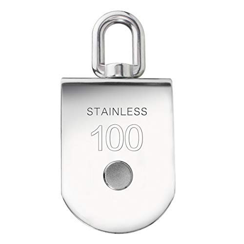 Black Friday Clearance BNYZWOT Stainless Steel Wire Rope Crane Pulley Block M100 Lifting Crane Swivel Hook Single Pulley Block Hanging Wire Towing Wheel