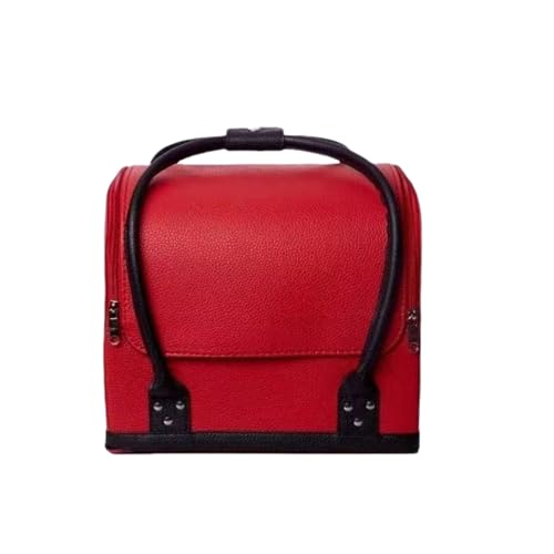 メイクボックス 大容量 プロ仕様 コスメボックス 3段トレイ 化粧箱 化粧ボックス コスメ収納 メイク道具 化粧品収納ボックス 鍵付き puレザー 化粧箱 (Black-3)