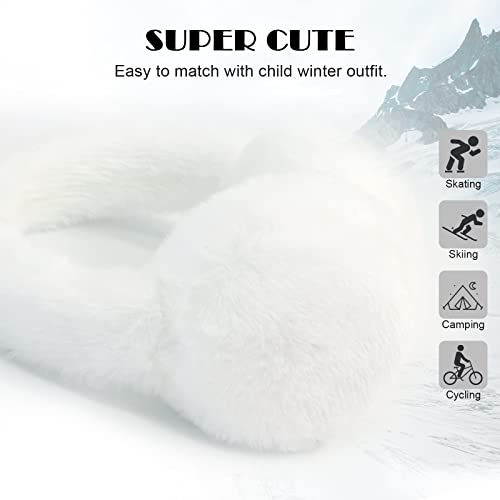 Poximi Baby Warm Earmuffs Kid Magic Gloves Girl Soft Plush Ear Muffs Toddler Knit Mittens For Boy Winter Ear Warmer Set (R-White Set) #TOP2