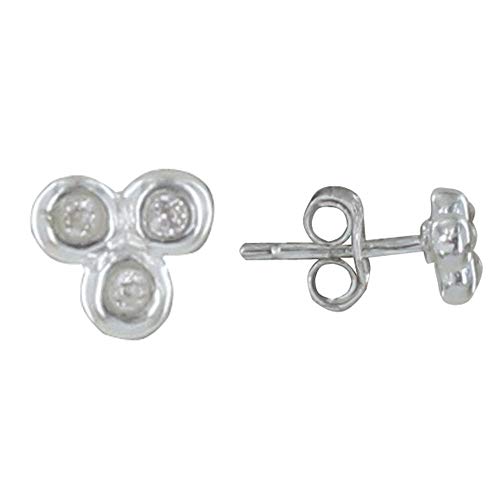 Boucles d'oreilles argent 925 puces trois perles et strass à la brillance joaillerie fine