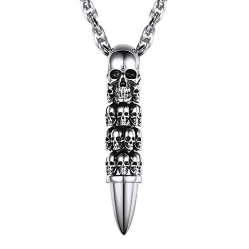 PROSTEEL Collar de Calavera Bala Cadena Acero Hombre Regalo Cumpleaños