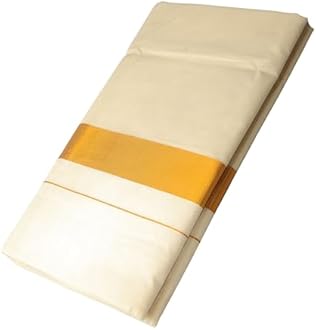 MAT Kuthampully Kerela Onam Wear Kasavu Kattikara Floura Jari Woven Cotton Set Mundu Saree For Women | With Blouse 6.25 Meters