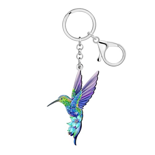 LONYOO Porte-clés Colibri Mignon Accessoires Oiseaux En Acrylique Cadeaux Colibris Pour Femmes Amoureux Des Oiseaux Filles Sac à Dos Porte-monnaie Charms...