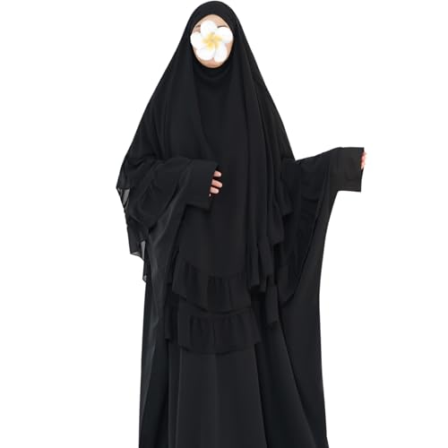 khalat Women's Hijab Chiffon Hijab for Women Muslim 2 Layers Ruffle Lightweight Large Hijab2
