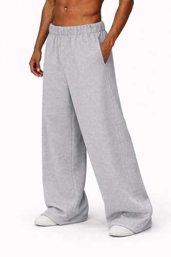 Image of JUGULAR Men's Baggy Barrel Wide Leg Loose Fit Streetwear Track Pants, Black, Pure Cotton, Elastic Waistband, Side Pockets