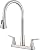 HOMELODY 2 Handles Kitchen Faucet with Pull Down Sprayer for 3 Hole Sink, 8 inch 360° Rotating Spout Centerset Kitchen Sink Faucet with Water Lines Brushed Nickel