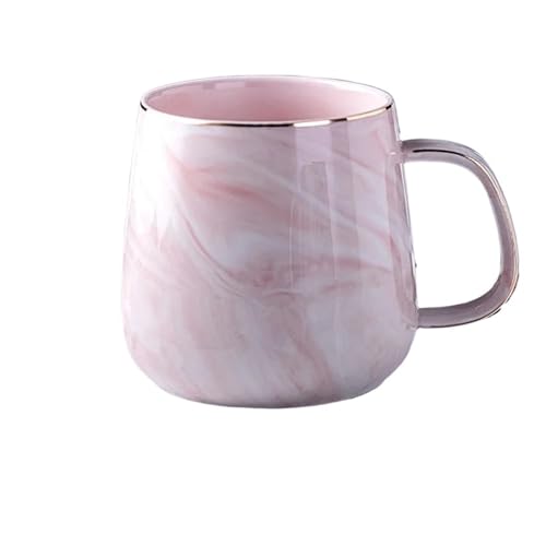 QAZWZG Taza De Café De CeráMica Taza de cerámica con borde dorado jaspeado, taza de café, taza de avena for el desayuno, regalo de San Valentín, tazas de agua for parejas Para Café(Pink)