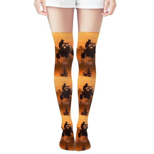 Trekking Crew Socks for Women, Silhouette Atv Or Quad Bikes