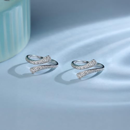 Image of TRUESILVER ACPL 925 Sterling Silver Toe Rings for Women (Adjustable) BIS Hallmarked Multi-Design Bichiya | Pure Chandi Foot Jewelry | Gift for Mom, Anniversary, Birthday
