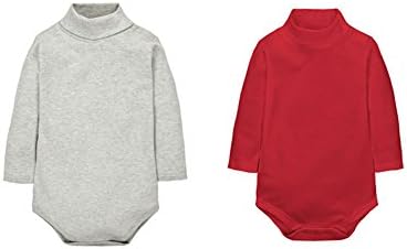 CuteOn 2 Packs Unisex Baby Spielanzug Polo Neck Langarm Baumwolle Kinder Bodysuit