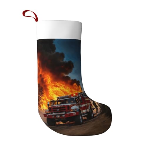 LIXLZH Firefighter Fireman Flame Print Christmas Sock For Holiday Party Xmas Tree Home Decor Seasonal Gifts Celebrations