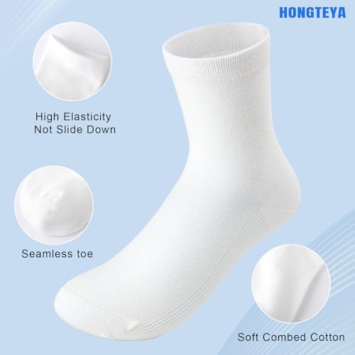 HONGTEYA 6 Pairs Kids Crew Socks School Uniform Dress Socks for Boys Girls Seamless Toe Crew Black White Navy 4-10 Years4