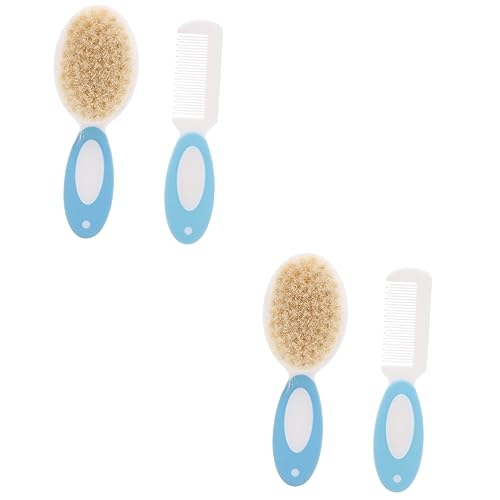 Abaodam 2sets Infant Hair Brush Toddler Hair Comb Natural Wool Kids Brush for Gentle Scalp Care 2pcs*2