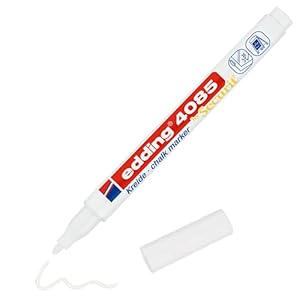 edding 4085 krijtmarker – wit – 1 krijtstift – ronde punt 1-2 mm – dunne krijtstift voor borden, uitwisbaar – voor het…