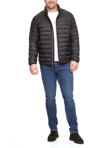 Image of Tommy Hilfiger Mens Embroidered Logo Puffer Jacket