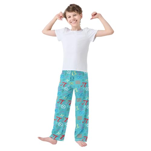 ZZXXB Mathematical Symbols Boys Long Pants Soft Trousers Elastic Waist Kids Lounge Bottoms with Pockets S-XL2