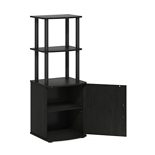 Image of Furinno Turn-N-Tube Tall TV Entertainment Side Table Display Rack with Storage Cabinet, 2-Tier, Blackwood /Black | Storage Shelves, Book Shelf, Bookcase with Door, for Organization, Living Room, Home Office
