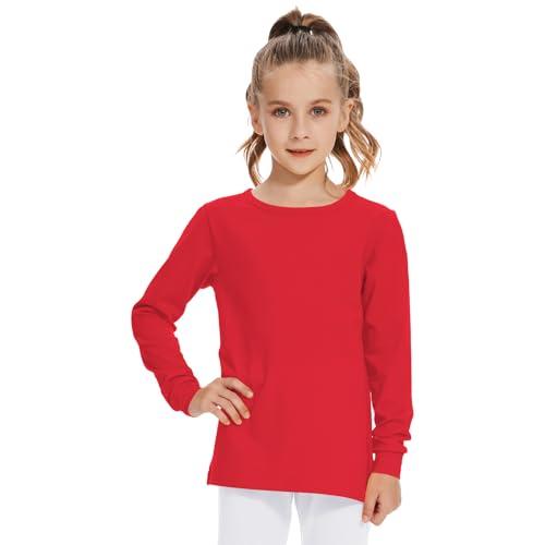 Image of 3T 4T 5T to 12 Years Girls Long Sleeve Shirts Kids Cotton T-Shirt Toddler Basic Crew Neck Top
