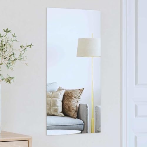 Mokuyary Espejo de pared en ángulo recto, 40 x 80 cm, cristal templado, espejo de baño decorativo, espejo de maquillaje para dormitorio, salón, baño, pasillo
