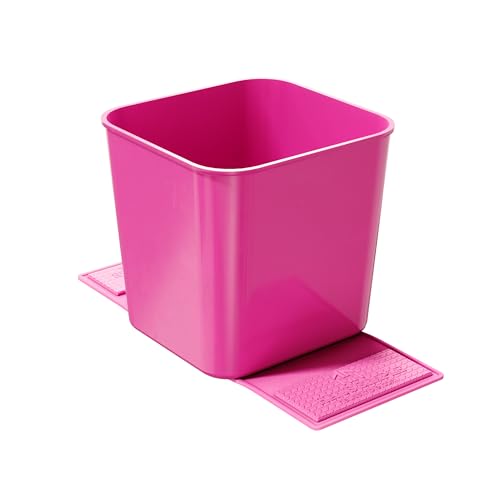 Image of Car Trash Can - Leakproof 1.4 Gallon Compact Garbage Bin with Stability Flap & Anti-Slip Base | Portable Trash Holder for Cars, Trucks, SUVs, Minivans - Includes Trash Bags (Pink, Large)