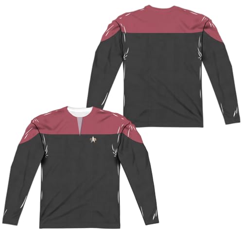 Popfunk Star Trek Voyager Command Uniform Front Back Print 100% Polyester Adult Long Sleeve Costume T Shirt for Men & Women, 3X-Large
