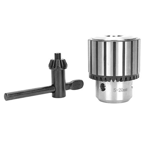 Heavy Duty Drill Chuck with Chuck Key, 5-20mm (B22) Key Type Lathe Drill Chuck for Metalwork CNC Lathe Bench Drill