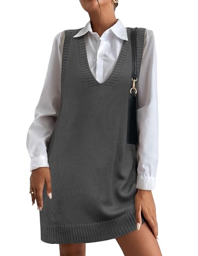 HOTOUCH Swing Sweater Dress Fall Sleeveless V Neck...