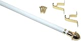 Luxury Home Fashion Café Rod, Adjustable White&Brass (18'-28', White)