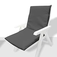 Cojín Acolchado Para Tumbona 120x54x8 Cm - Funda Lavable, Resistente Al Agua, Color Gris Oscuro