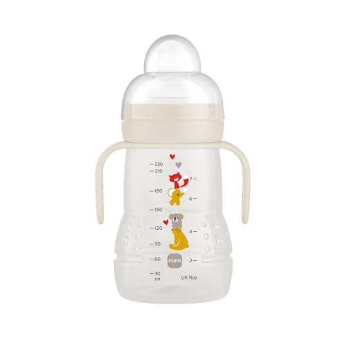 MAM Trainer+ (220 ml), Trinklernflasche für den Übergang zum Becher, Trinklernbecher mit tropffreiem Sauger, Trinkschnabel & Haltegriff, 4+ Monate, Koala