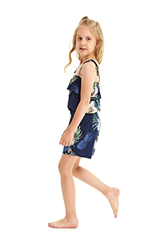 Image of Matchable Family Hawaiian Luau Men Women Girl Boy Clothes in Pineapple Garden Navy