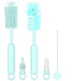 Silicone Bottle Brush Set - 5 in 1 Silicone & Nylon Bottle Cleaner BPA-Free for Owala 24oz/32oz/40oz Cup, Multifunctional Cleaning Kit for Owala/Stanley/Yeti Tumbler Cup Accessories - Blue