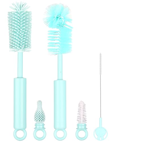 Silicone Bottle Brush Set - 5 in 1 Silicone & Nylon Bottle Cleaner BPA-Free for Owala 24oz/32oz/40oz...