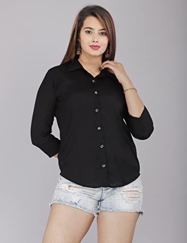 Image of Women Solid Shirt for Office & Casual wear | 3 /4th Sleeves Spread Collar