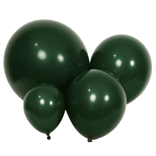 100pcs Dark Green Balloons Latex Party Balloons 18 inch +12 inch +10 inch +5 inch for Christmas Green Balloon Birthday Party Baby Shower Decoration