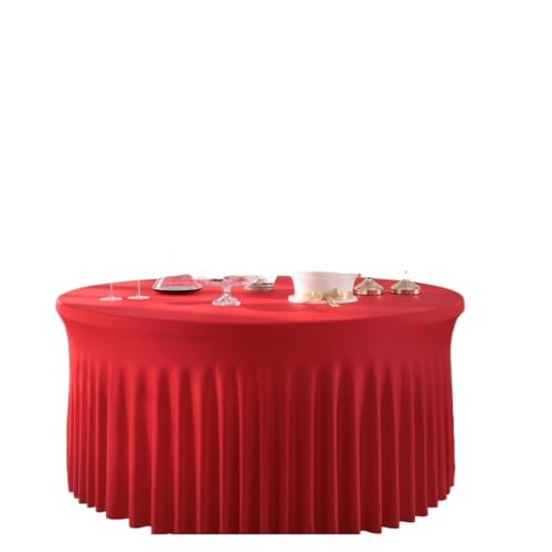 Housse de table ronde en élasthanne rouge : finis les plis sur vos tables de fête