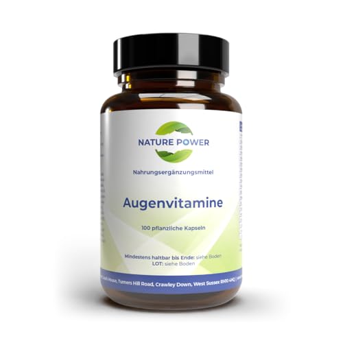 Augenvitamine - für den Erhalt normaler Sehkraft - ohne Zusatzstoffe - 100 Kapseln im Braunglas - gentechnikfrei und für Vegetarier geeignet - von Nature Power