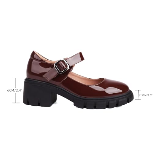 XIEDA Mary Jane Shoes Women Platform Chunky Mary Janes Ankle Strap Low Heel Pumps Dress Shoes2