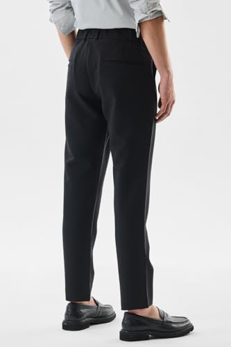 Image of SNITCH Men Formal Trousers | Slim Fit Pleated Front Design | Durable Polyester Blend with Medium Stretch | Perfect for Office & Formal Occasions
