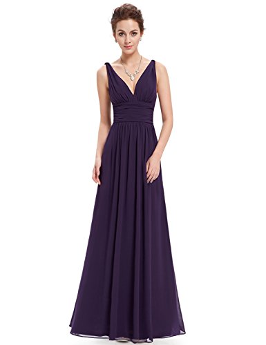 Ever-Pretty Womens Empire Waist Sleeveless V Neck Evening Party Dress 16 US Purple