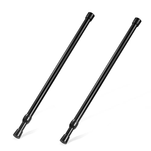 Image of Tension Rod 16 to 28 Inch, Goowin Small Tension Rod, 5 /8 inch Diameter No Drilling Expandable Short Tension Rods Spring Rods, Tension Rods for Closet, Cupboard, Hanging Clothes, 2 Pack, Black